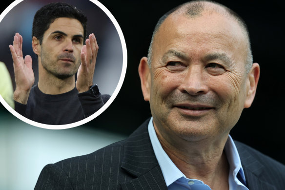 Eddie Jones admires Mikel Arteta (inset). 