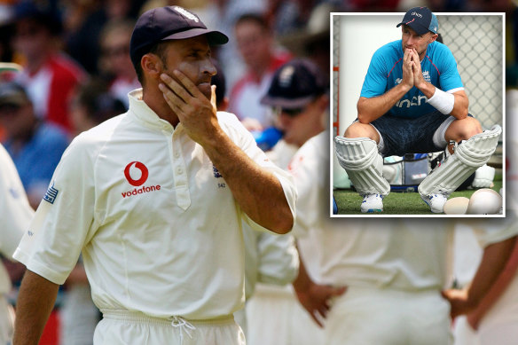 Nasser Hussain sent Australia in at the Gabba in 2002, with a disastrous outcome. Joe Root (inset) shouldn’t be afraid to make the same call.