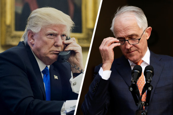 Donald Trump and Malcolm Turnbull discussed asylum seeker policy in 2017.