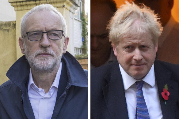 Opposition Leader Jeremy Corbyn and British Prime Minister Boris Johnson.