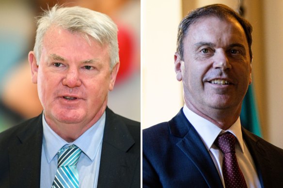 Victorian ministers Shaun Leane and Colin Brooks could be demoted following internal factional moves within the Victorian Labor Party.