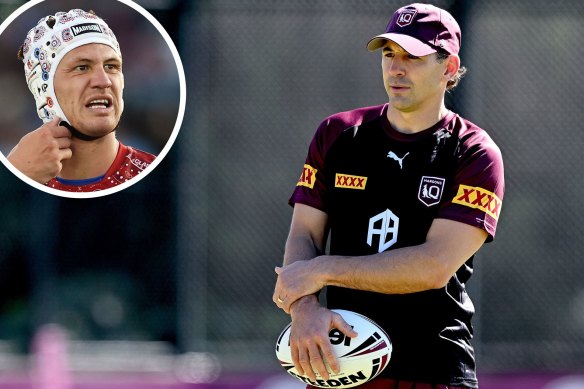 Axed Queensland fullback Kalyn Ponga and Maroons coach Billy Slater.