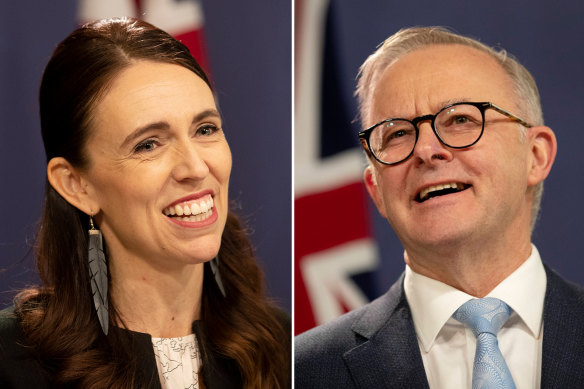 Jacinda Ardern and “good pal” Anthony Albanese.