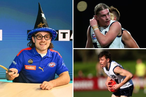Nick Watson, who is nicknamed “the Wizard”, likely No.1 AFL draft pick Harley Reid (top right), possible 2024 No.1 draft pick Finn O’Sullivan (bottom right).