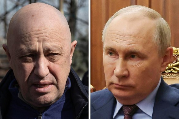 Wagner leader Yevgeny Prigozhin and Russian President Vladimir Putin.