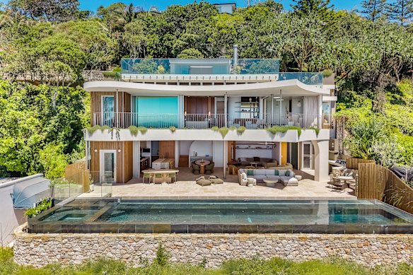 A brand-new, five-level mansion on exclusive Marine Parade in Byron Bay is set to hit the market with a price guide of $75 million. 