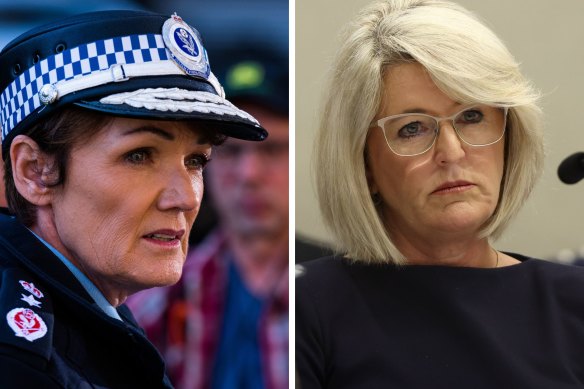 Police Commissioner Karen Webb 
 and Police Minister Yasmin Catley