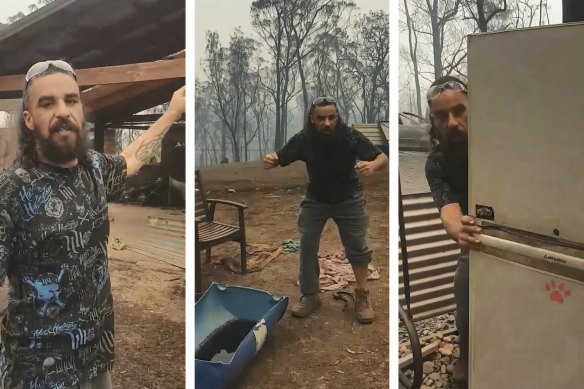 Mathew Rumble returned to the site where he took refuge during the New Year's Eve fires.