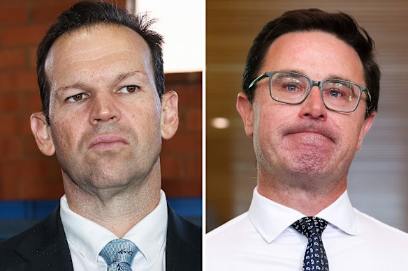 New Nationals leader Matt Canavan and his predecessor David Littleproud.