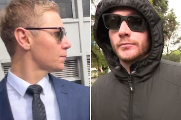 Former police officers Timothy Trautsch (left) and Nathan Black at an earlier court appearance.