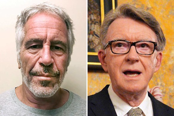 Disgraced financier Jeffrey Epstein and Lord Peter Mandelson.