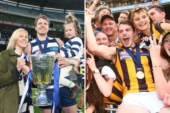 Isaac Smith played in AFL premierships at Geelong (2022) and Hawthorn (2013-15).