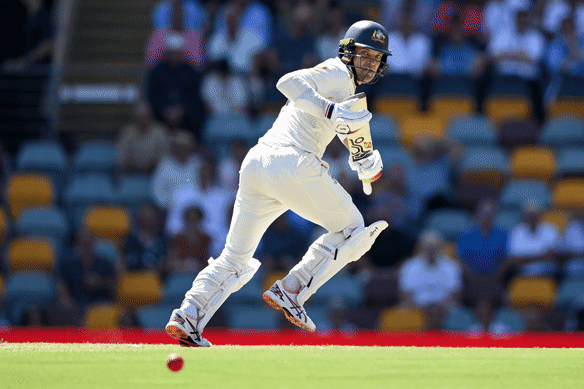 Alex Carey in action during the second Ashes Test at the Gabba.
