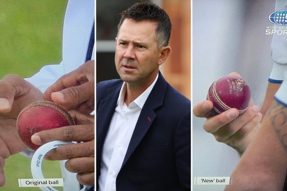 Ricky Ponting has hit out at England’s contentious ball swap late on day four at the Oval.