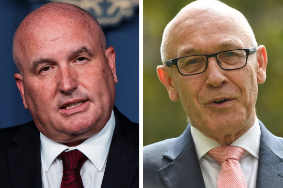 Transport Minister David Elliot and Employee Relations Minister Damien Tudehope.