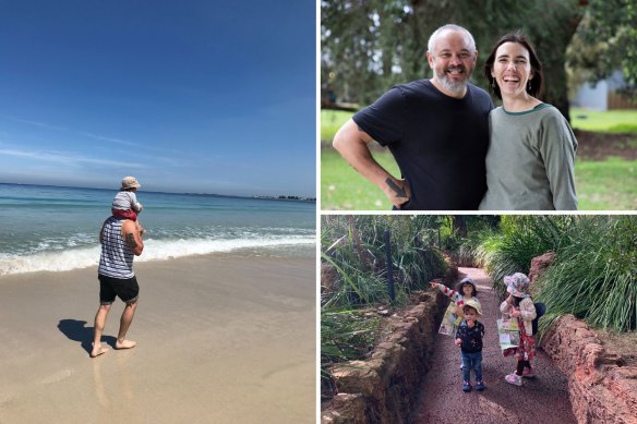 The family at the beach, farm and zoo. 