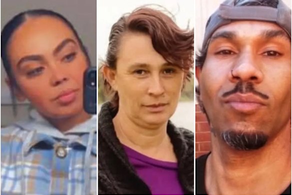Os três mortos, da esquerda para a direita: Sophie Quinn, 24 anos; Nerida Quinn, 50 anos; e seu amigo John Harris, 32.