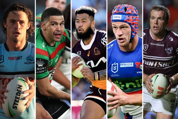 Nicho Hynes, Cody Walker, Payne Haas, Kalyn Ponga and Jake Trbojevic.