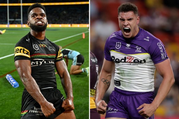 Panthers winger Sunia Turuva and Storm winger Will Warbrick.