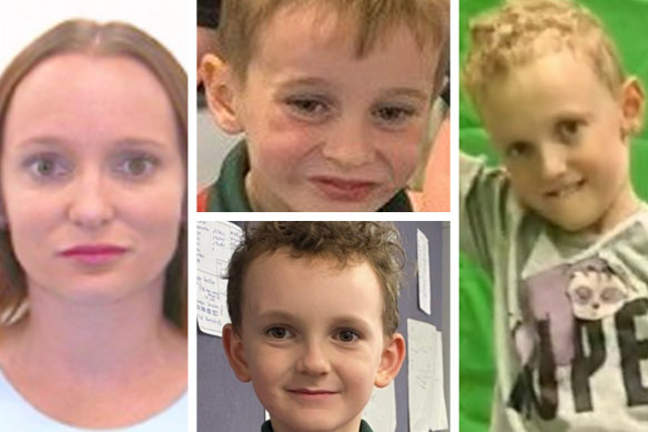 Police are hoping to locate Elizabeth Harpley, 36, and her three sons.
