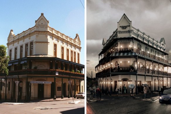 The Exchange Hotel in Balmain and the proposed new look. 