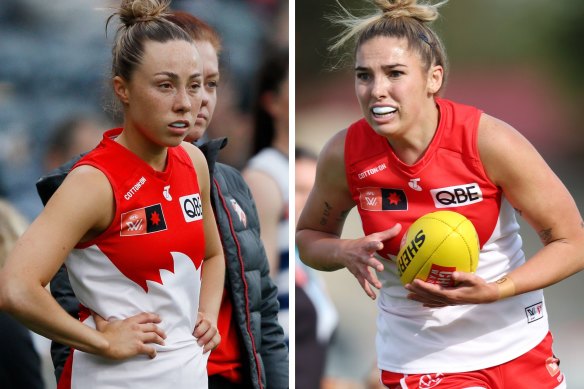 AFLW Sydney Swans players Paige Sheppard (left) and Alexia Hamilton.