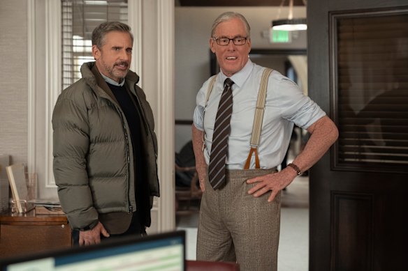 Steve Carell as Russo and John C. McGinley as Walter in Rooster.