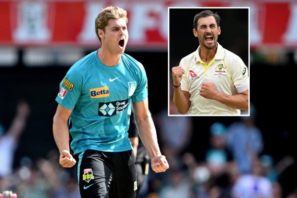 Spencer Johnson hopes to eventually replace Mitchell Starc (inset).