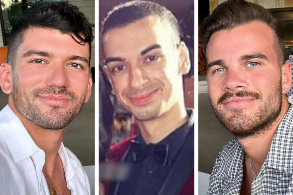 Former police officer Beau Lamarre-Condon (centre) is accused of killing Luke Davies (left) and Jesse Baird (right).