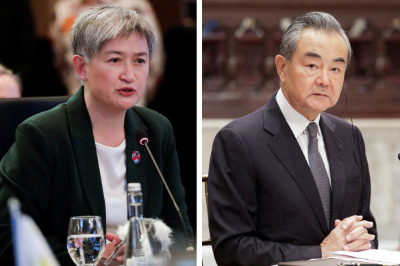 Foreign Minister Penny Wong and China’s top diplomat, Wang Yi.