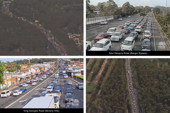Traffic chaos in Sydney on Tuesday.