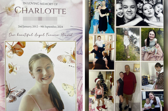 The order of service for the funeral of Santa Sabina student Charlotte and pictures of her and her family,