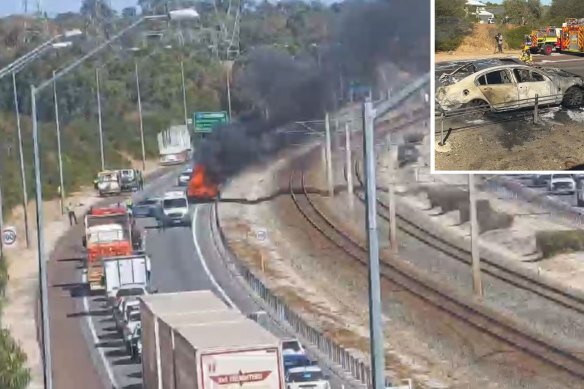 The crash on the Kwinana Freeway. 