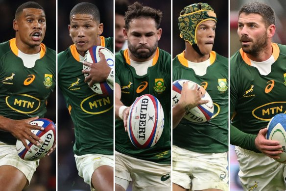 Damian Willemse、Manie Libbok、Cobus Reinach、Kurt Lee Arendse 和 Willie Le Roux 速度极快