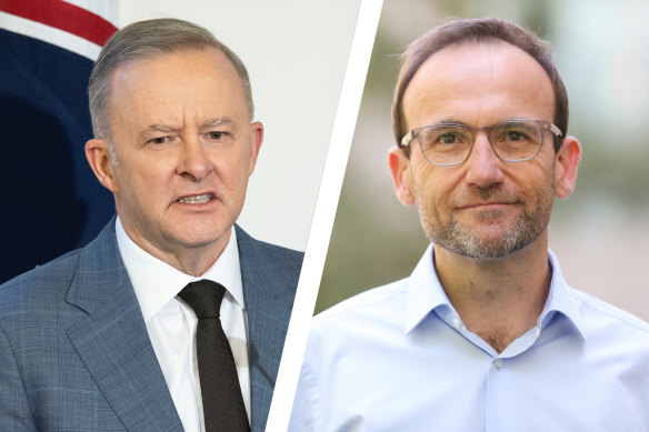 Prime Minister Anthony Albanese and Greens leader Adam Bandt. The Greens will support Labor’s climate policy.