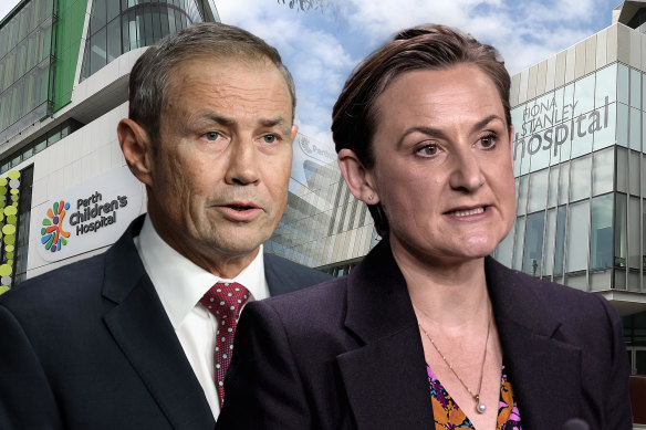 El primer ministro de WA, Roger Cook, y la ministra de Salud, Amber-Jade Sanderson.