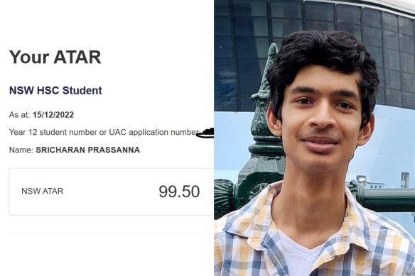 Sricharan Prassanna received his ATAR just before 9am.