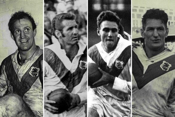 The big four … Dragons Immortals Johnny Raper, Graeme Langlands, Reg Gasnier and Norm Provan.