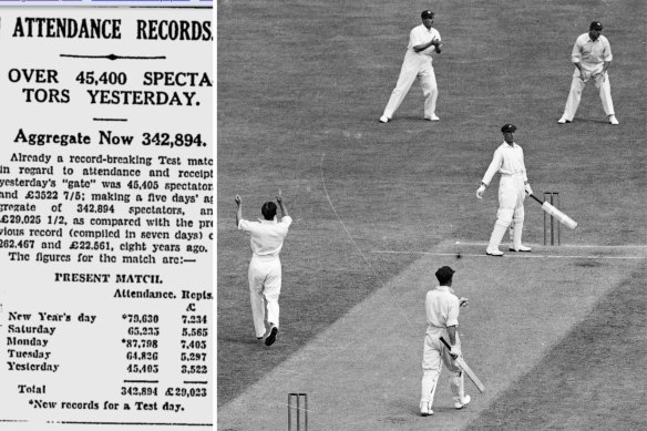 The MCG Test of January 1937 previously held the record for the largest crowd  at a cricket Test in Australia.