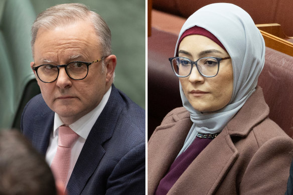 Anthony Albanese and Fatima Payman.