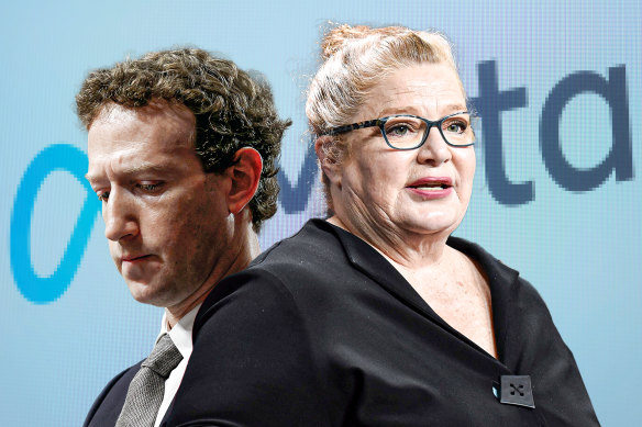 Meta, Facebook founder Mark Zuckerberg, WA Commerce Minister Sue Ellery. 