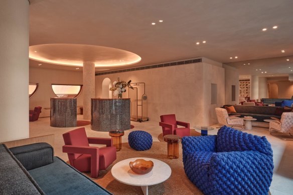An inner-city oasis… The Eve Hotel’s serene lobby.
