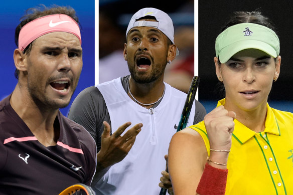 Rafael Nadal, Nick Kyrgios and Ajla Tomljanovic. 