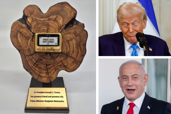 Benjamin Netanyahu gave Donald Trump a golden pager in a symbolic reference to the covert operation that turned Hezbollah devices into lethal explosives in an attack last year. 