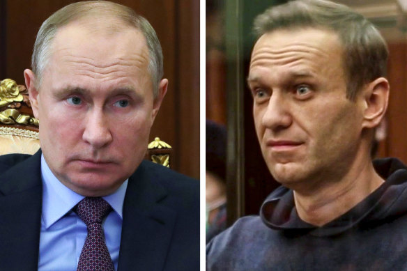 Russian President Vladimir Putin and dissident Alexi Navalny.