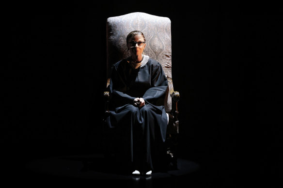 Heather Mitchell plays the late, legendary US Supreme Court judge, Ruth Bader Ginsburg.