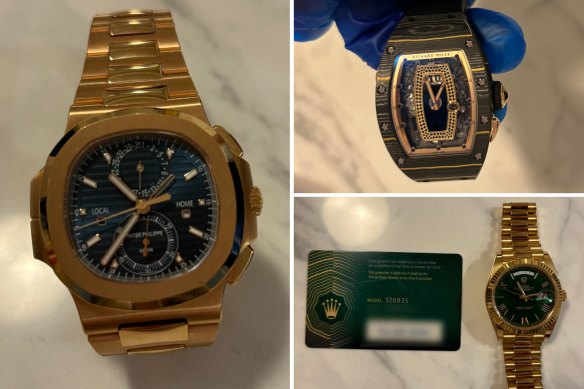 Luxury watches seized from Amiel Ro<em></em>ndan by NSW Police.