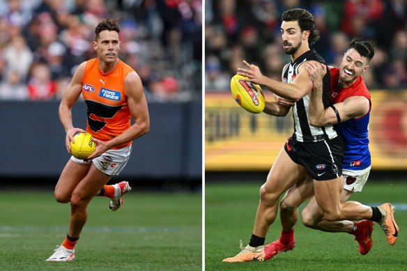Gut-runners Josh Kelly (GWS) and Josh Daicos (Collingwood) could find themselves facing off against each other on a wing at the MCG in the preliminary final.