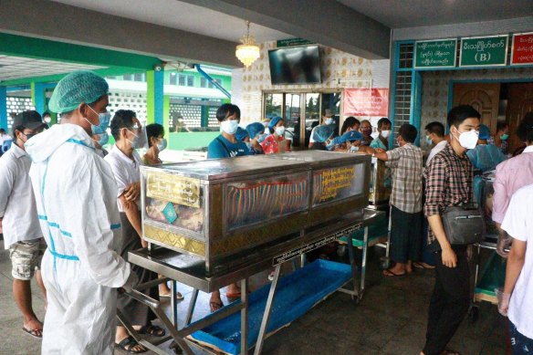 The number of people dying in Myanmar’s biggest city, Yangon, which is facing a coronavirus surge and a shortage of oxygen to treat patients, has been climbing quickly.