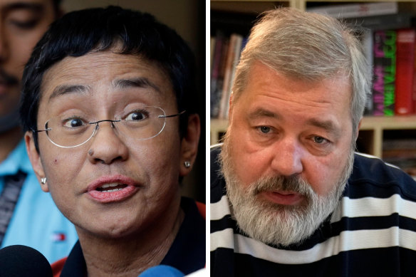 Nobel peace prize winners Maria Ressa and Dmitry Muratov.